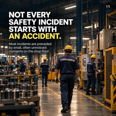 Factory floor workers in safety gear: not every safety incident starts with an accident